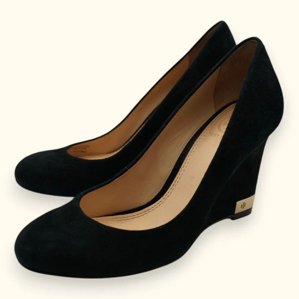 Tory Burch Astoria Wedge Lancaster Suede Shoes Size‎ 6M ~ Heel 3.5